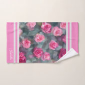 美しい人気があるウォーターカラーピンクローズコレクション バスタオルセット (ハンドタオル)