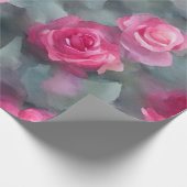 美しい人気があるウォーターカラーピンクローズコレクション ラッピングペーパー (角)