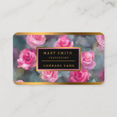 美しい人気があるウォーターカラーピンクローズコレクション 名刺 (正面)