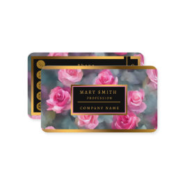 美しい人気があるウォーターカラーピンクローズコレクション 名刺