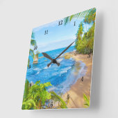 美しい人里離れたビーチ スクエア壁時計 (傾斜)