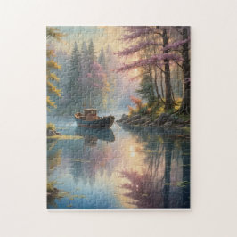 美しい人里離れた場所にある古いボート ジグソーパズル