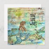 美しい人魚いくつかの波のホリデーカードを作成 シーズンカード (正面/裏面)