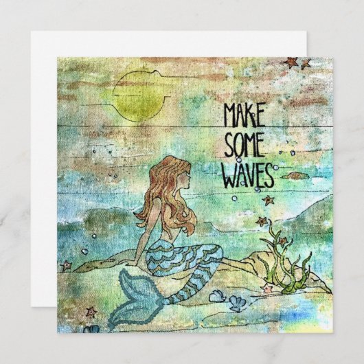 美しい人魚いくつかの波のホリデーカードを作成 シーズンカード (正面/裏面)