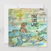 美しい人魚いくつかの波のホリデーカードを作成 シーズンカード (正面)