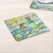 美しい人魚いくつかの波を作る紙コースター スクエアペーパーコースター (アングル)
