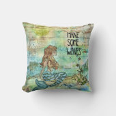 美しい人魚いくつかの波を作る装飾用クッション クッション (正面)