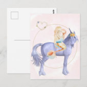 美しい人魚と子供のユニコーン ポストカード (正面/裏面)