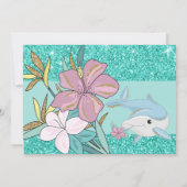 美しい人魚のテールグリッターデザインの「海の下の人魚」5歳の誕生日招待状 招待状 (裏面)