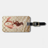 美しい人魚のバラ金ゴールドと貝殻 ラゲッジタグ (正面横)
