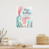 美しい人魚の女の子の誕生日ポスターのサイン ポスター (キッチン)