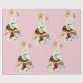 美しい人魚の母ベビー女の子ピンク ラッピングペーパー (フラット)