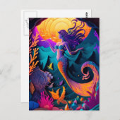 美しい人魚の海のニンフ葉書 ポストカード (正面/裏面)