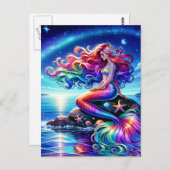 美しい人魚の海ニンフ虹 ポストカード (正面/裏面)