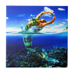 美しい人魚の絵 タイル