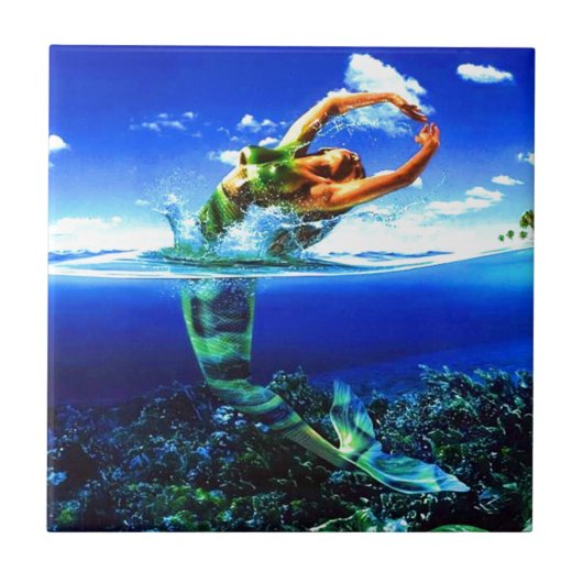 美しい人魚の絵 タイル (正面)