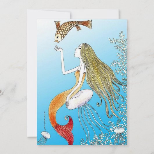 美しい人魚の菓子16の女の子の誕生日の招待 招待状 (裏面)