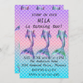 美しい人魚の誕生日の招待 招待状 (正面/裏面)