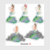 美しい人魚カラフル シール (シート)