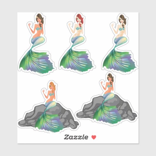 美しい人魚カラフル シール (シート)