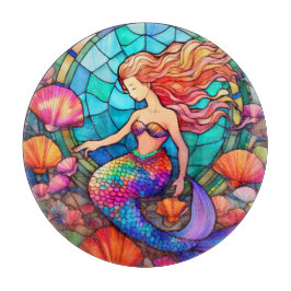 美しい人魚ステンドグラスパズル カッティングボード
