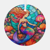 美しい人魚ステンドグラスパズル ガラスオーナメント (裏面)
