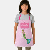 美しい人魚ピンク白い水玉模様パターン エプロン (インサイチュ)