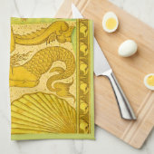 美しい人魚プリント キッチンタオル (四つ折り)