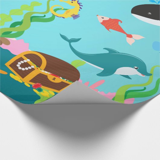 美しい人魚及び海洋生物(Med。/Lg。 イメージ) ラッピングペーパー (角)