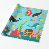 美しい人魚及び海洋生物(Med。/Lg。 イメージ) ラッピングペーパー (アンロールド)