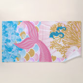 美しい人魚🧜 ♀️‍生 ビーチタオル (正面)