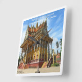 美しい仏教寺院と格言の壁掛け時計 スクエア壁時計 (傾斜)