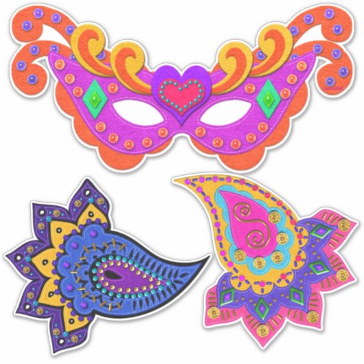 美しい仮装のマスク装飾 シール (正面)