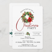 美しい休日リース、クリスマスパーティー 招待状 (正面/裏面)