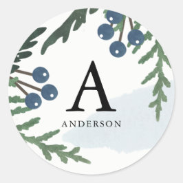 美しい休日-モノグラムのなステッカー ラウンドシール