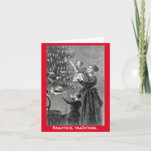 美しい伝統クリスマスツリーのグリーティングカード シーズンカード (正面)