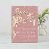 美しい体スパパーティーインスタントダウンロード金ゴールドバラ 招待状 (スタンド正面)