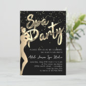 美しい体スパパーティーインスタントダウンロード金ゴールドブラック 招待状 (スタンド正面)