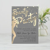 美しい体パーティーインスタントダウンロード金ゴールドグレー 招待状 (スタンド正面)