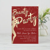 美しい体パーティーインスタントダウンロード金ゴールドBurgundy 招待状 (スタンド正面)