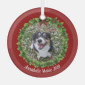 美しい作成あなた自身のペットの写真犬のクリスマス ガラスオーナメント (正面)