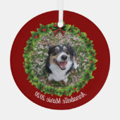 美しい作成あなた自身のペットの写真犬のクリスマス ガラスオーナメント (裏面)
