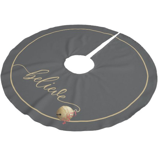 美しい信じスクリスマスジンルベル ブラッシュドポリエステルツリースカート (アングル)