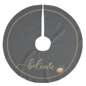 美しい信じスクリスマスジンルベル ブラッシュドポリエステルツリースカート (正面)