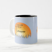 美しい信仰の日の出は私は誰が明日を保持するか知っている ツートーンマグカップ (正面左)