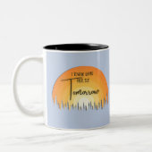 美しい信仰の日の出は私は誰が明日を保持するか知っている ツートーンマグカップ (左)