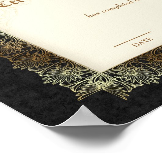 美しい修了証書ブラック ポスター (角)