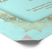 美しい修了証青色金ゴールド ポスター (角)