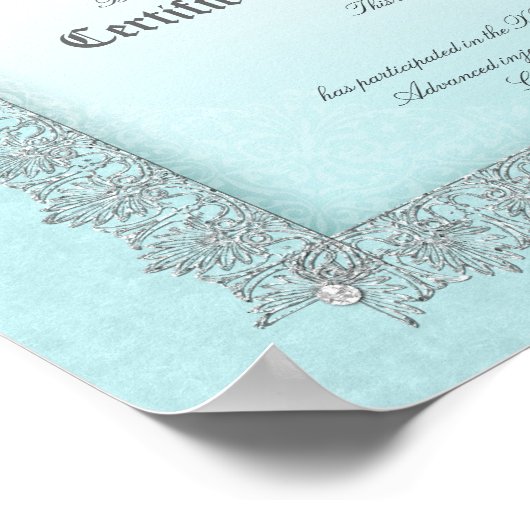 美しい修了証青色 ポスター (角)