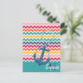 美しい偽のグリッター ネイビーアンカー インフィニティ ポストカード (スタンド正面)